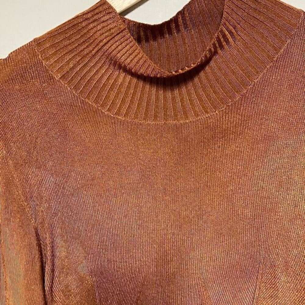 Intimately Free People Cinnamon Shimmery Fitted Mock Neck  Sz Womens M - Picture 7 of 7